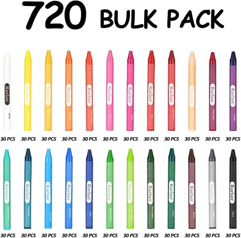 Rarlan Crayons Bulk, 30 Crayon Packs with 24 Assorted Colors, 720 Count in Saudi Arabia