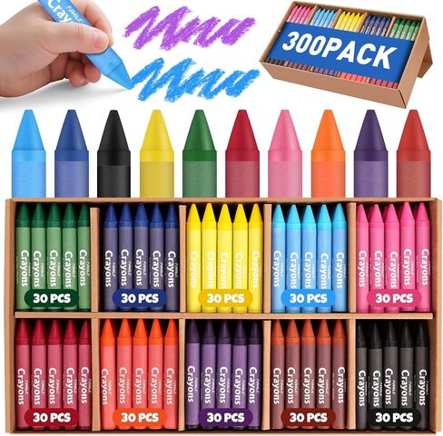 300 Pack Jumbo Crayons Bulk for Toddlers 1-3.10 Colors Washable Unbreakable Toddler Crayons for Toddler Coloring,Bulk School Supplies,Restaurants,Party Favors,Stocking Stuffers,Preschool Must Haves in Saudi Arabia