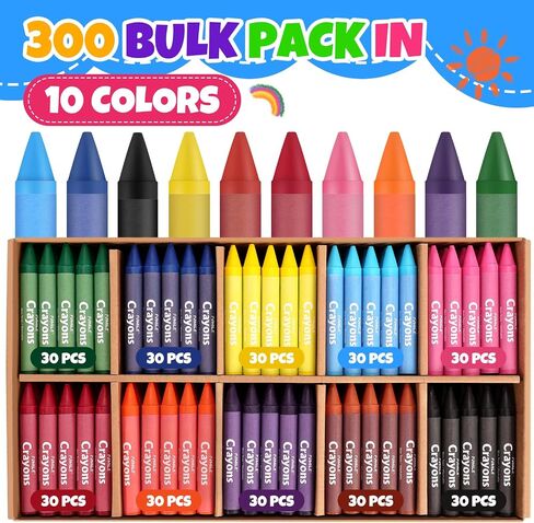 300 Pack Jumbo Crayons Bulk for Toddlers 1-3.10 Colors Washable Unbreakable Toddler Crayons for Toddler Coloring,Bulk School Supplies,Restaurants,Party Favors,Stocking Stuffers,Preschool Must Haves in Saudi Arabia