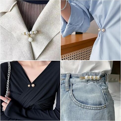 110 PCS Pearl Brooch Sock Charms Pins for Women Gold Rhinestone Junk Sock Charms Pins Sock Accessories Pant Waist Tightener for Women Hat Sweater Shirt Pant in Kuwait