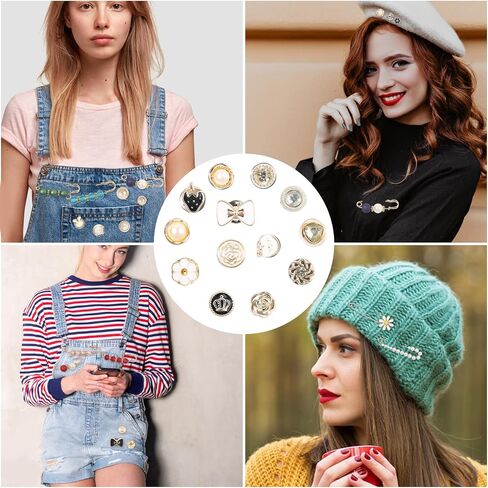 110 PCS Pearl Brooch Sock Charms Pins for Women Gold Rhinestone Junk Sock Charms Pins Sock Accessories Pant Waist Tightener for Women Hat Sweater Shirt Pant in Kuwait
