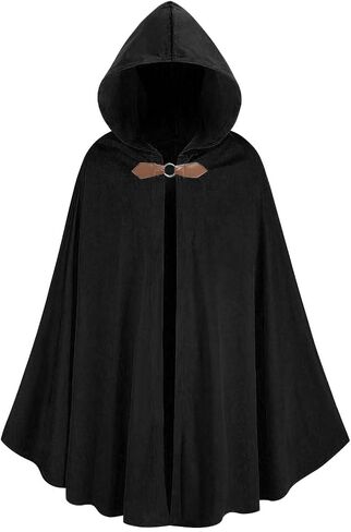 TOONRAIN Men's Adult Medieval Cloak Hoodie Velvet Renaissance Cape Halloween Dress Up in Kuwait