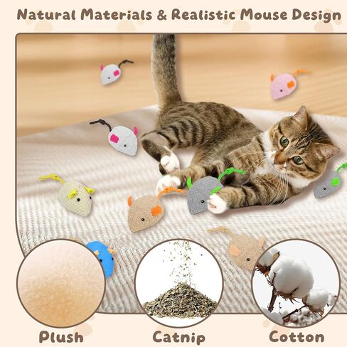 20PCS Cat Catnip Mice Toys, Mouse Toys for Cats, Interactive, Encourages Agility, Coordination, for Indoor Cats and Kittens, Cat Chew Toy for Exercise for Pet Cat Kitten Kitty in Saudi Arabia