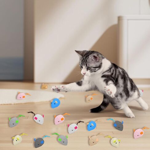 20PCS Cat Catnip Mice Toys, Mouse Toys for Cats, Interactive, Encourages Agility, Coordination, for Indoor Cats and Kittens, Cat Chew Toy for Exercise for Pet Cat Kitten Kitty in Saudi Arabia