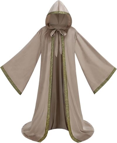 TOONRAIN Velvet Wizard Hooded Robe for Adult, Medieval Cape Renaissance Cloak for Men Women Halloween Costume in Kuwait
