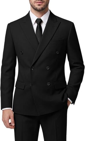 MAGE MALE Men's 2 Piece Suit Elegant Solid Double Breasted Slim Fit Tuxedo Suit with Blazer and Pants in Kuwait