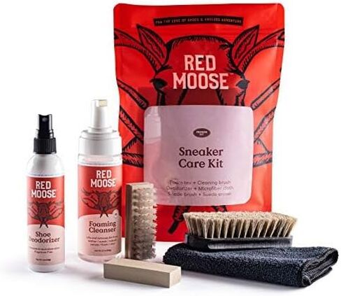 Shoe Cleaner Kit - 6pc Sneaker Cleaning Set - Brushes, Deodorizer, Stain Remover - Red Moose in Kuwait