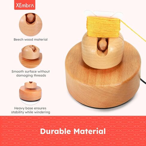 XEmbro Electric Embroidery Floss Bobbin Winder - Beech Embroidery Floss Cross Stitch Thread Winder - Bobbin Winder Machine for Embroidery Work and Sewing Project in Saudi Arabia
