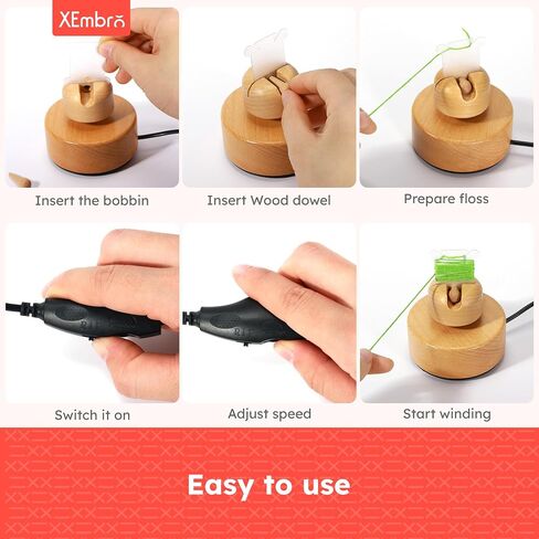 XEmbro Electric Embroidery Floss Bobbin Winder - Beech Embroidery Floss Cross Stitch Thread Winder - Bobbin Winder Machine for Embroidery Work and Sewing Project in Saudi Arabia