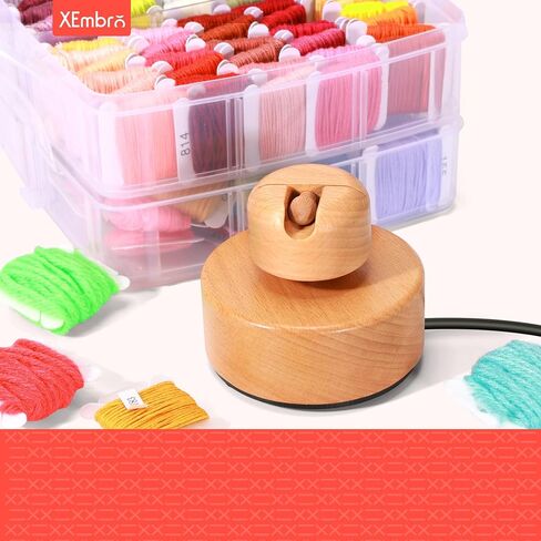 XEmbro Electric Embroidery Floss Bobbin Winder - Beech Embroidery Floss Cross Stitch Thread Winder - Bobbin Winder Machine for Embroidery Work and Sewing Project in Saudi Arabia