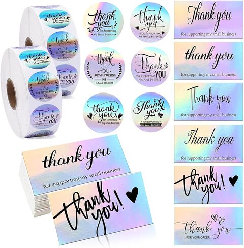 1300Pcs Thank You Cards and Stickers for Supporting Small Business in Saudi Arabia