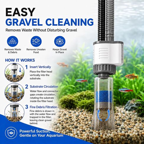Vehipa Electric Aquarium Gravel Cleaner 30W Fish Tank Vacuum in Saudi Arabia