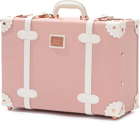 COTRUNKAGE 16" Carry On Suitcase Cute Pu Overnight Vintage Trunk Luggage Bag for Women with Strap, Cocoa Brown in Kuwait