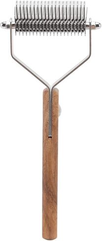 Pet Undercoat Rake Knot Removal Brush Double Row Wood Handle Dog Cat Deshedding and Grooming Tool in Kuwait