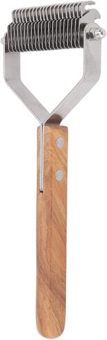 Pet Undercoat Rake Knot Removal Brush Double Row Wood Handle Dog Cat Deshedding and Grooming Tool in Kuwait