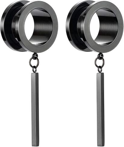 PEAKLINK Minimalist Vertical Bar Geometric Dangle Ear Tunnels Surgical Steel Expander Dangle Gauges Stretcher Piercing in Kuwait