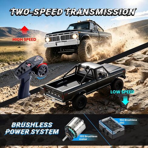 BEEZRC FMS FCX18 II Ford F-100 Brushless Official Licensed RC Crawler, Magnetic Quick Release Remote Control RC Truck, LCG Chassis, Off-Road Rock Crawler for Adults, RTR (199mm Wheelbase) Black in Saudi Arabia