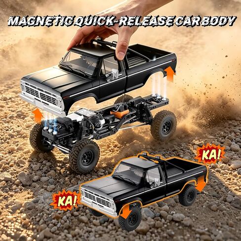 BEEZRC FMS FCX18 II Ford F-100 Brushless Official Licensed RC Crawler, Magnetic Quick Release Remote Control RC Truck, LCG Chassis, Off-Road Rock Crawler for Adults, RTR (199mm Wheelbase) Black in Saudi Arabia