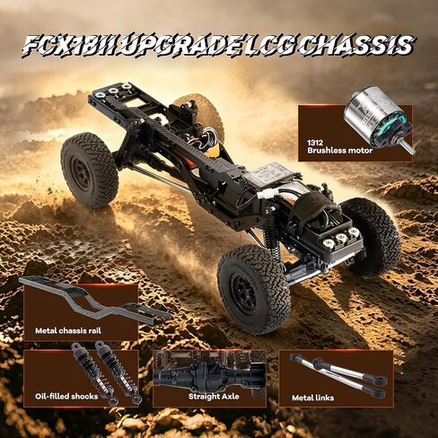 BEEZRC FMS FCX18 II Ford F-100 Brushless Official Licensed RC Crawler, Magnetic Quick Release Remote Control RC Truck, LCG Chassis, Off-Road Rock Crawler for Adults, RTR (199mm Wheelbase) Black in Saudi Arabia