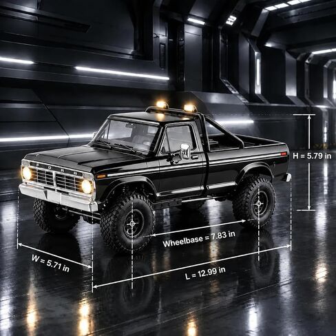 BEEZRC FMS FCX18 II Ford F-100 Brushless Official Licensed RC Crawler, Magnetic Quick Release Remote Control RC Truck, LCG Chassis, Off-Road Rock Crawler for Adults, RTR (199mm Wheelbase) Black in Saudi Arabia