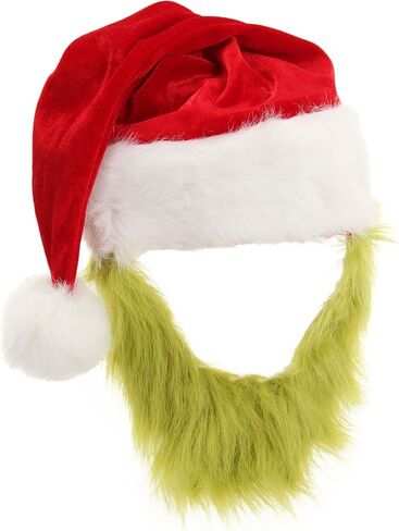 Dr. Seuss The Grinch Plush Santa Costume Hat with Beard in Kuwait