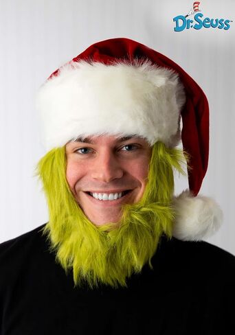 Dr. Seuss The Grinch Plush Santa Costume Hat with Beard in Kuwait