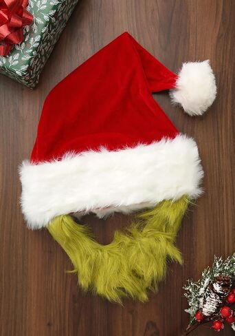 Dr. Seuss The Grinch Plush Santa Costume Hat with Beard in Kuwait