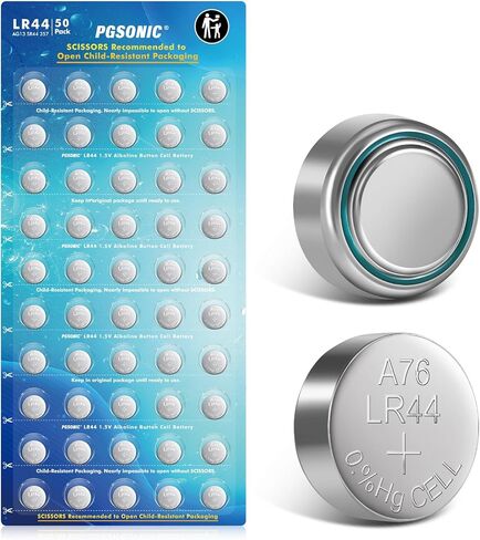 PGSONIC 50 Pack LR44 Batteries, 1.5 Volt Alkaline Button Cell Batteries with Long Lasting Power in Kuwait