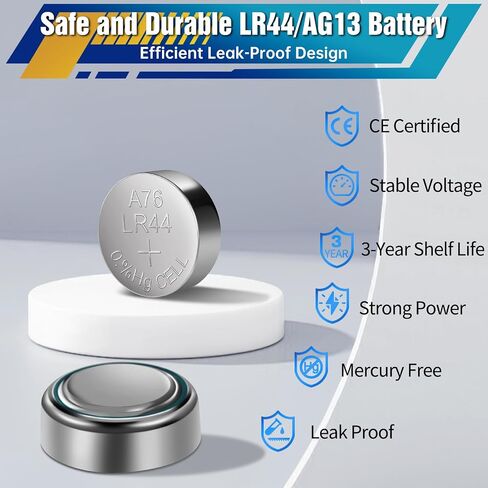 PGSONIC 50 Pack LR44 Batteries, 1.5 Volt Alkaline Button Cell Batteries with Long Lasting Power in Kuwait