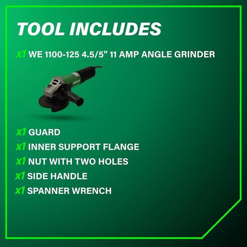 Metabo 4-1/2-Inch / 5-Inch Angle Grinder | 12,000 RPM | 11 Amp | Slide Switch (Locking) | W 1100-125 in Saudi Arabia
