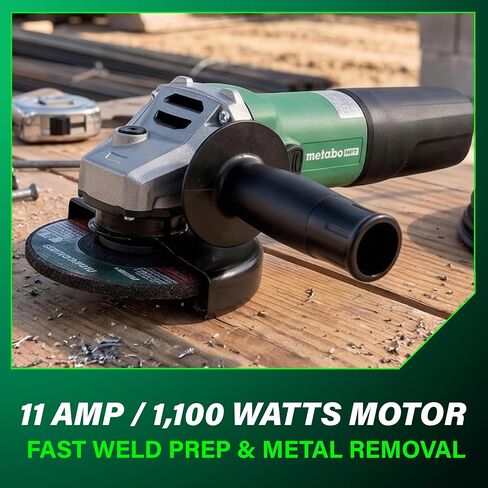Metabo 4-1/2-Inch / 5-Inch Angle Grinder | 12,000 RPM | 11 Amp | Slide Switch (Locking) | W 1100-125 in Saudi Arabia