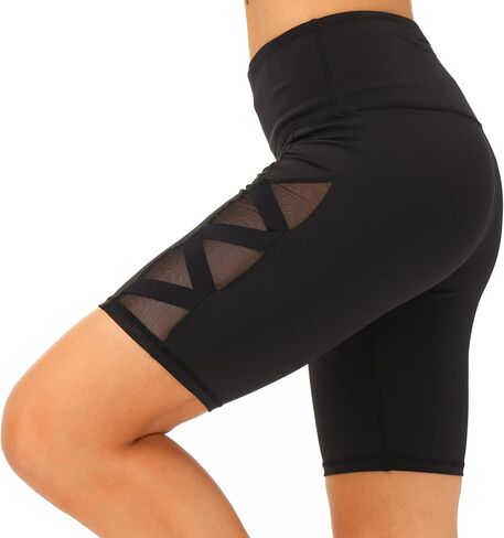 romansong Women's Mesh Leggings Yoga Pants with Pocket, Non See-Through Capri High Waisted Tummy Control 4 Way Stretch in Saudi Arabia