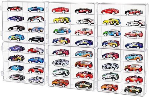 1/64 Scale Matchbox Wheels Toy Car Display Case Holds 32 Toy Cars Storage Organizer, Clear Display Box with Clear Snap-On Dust Cover 6.5 X 7.5 X 1.6 Inches 4 Pack in Kuwait