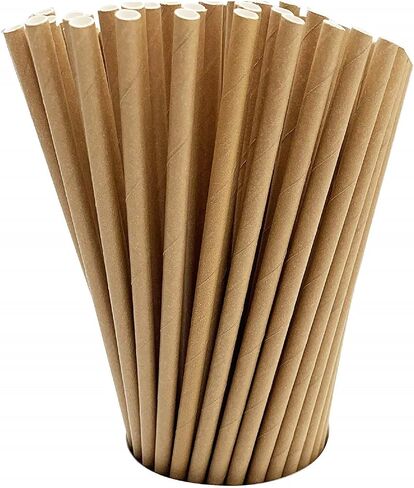 GDMINLO 100 Kraft Biodegradable Paper Straws co-Friendly Biodegradable Drinking Straws Bulk for Party Supplies, Bridal/Baby Shower, Birthday, Mixed Drinks, Weddings, Restaurant, Food Service in Kuwait