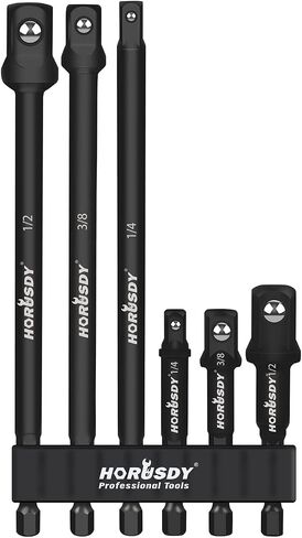 HORUSDY 9-Piece Impact Grade Power Drill Sockets Adapter Sets, 3-Inch 6-Inch and 12-Inch Hex Shank Impact Driver Socket Adapter, Socket to Drill Adapter 1/4" 3/8" 1/2" Impact Driver Adapter in Kuwait