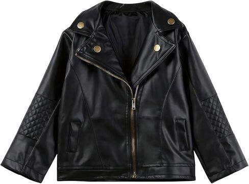 Noubeau Toddler Boys Girls Motorcycle Faux Leather Jackets Coat Winter Outwear for 1-5Y in Kuwait