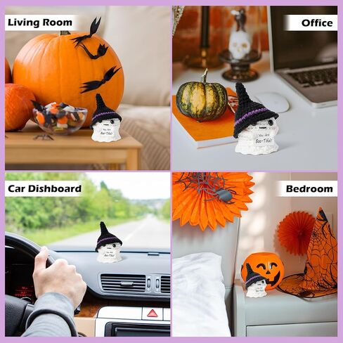 Halloween Ghost Handmade Positive Crochet with Inspirational Card Emotional Support Wool Ornaments Mini Positive Knitted Crochets Doll Desk Decorations Funny Gifts for Women Men 2.7 x 1.9 in in Saudi Arabia