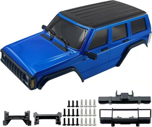 6.10in Wheelbase ABS Hardtop Cherokee Body for TRX4M Bronco Defender Chassis, 1/18 RC Crawler Body Shell with Front & Rear Bumpers (White) in Saudi Arabia