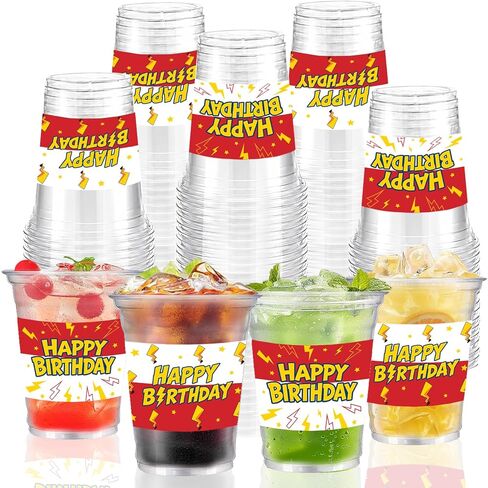 50Pcs Cartoon Animation Party Cups 12oz Red White Plastic Cups in Kuwait
