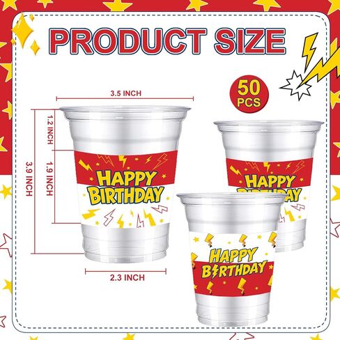 50Pcs Cartoon Animation Party Cups 12oz Red White Plastic Cups in Kuwait