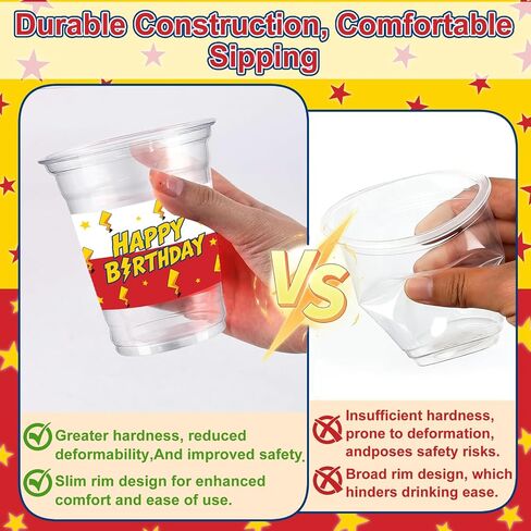 50Pcs Cartoon Animation Party Cups 12oz Red White Plastic Cups in Kuwait