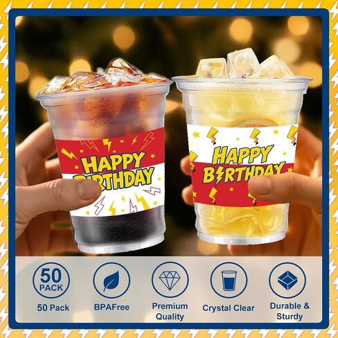 50Pcs Cartoon Animation Party Cups 12oz Red White Plastic Cups in Kuwait
