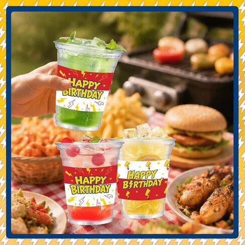 50Pcs Cartoon Animation Party Cups 12oz Red White Plastic Cups in Kuwait