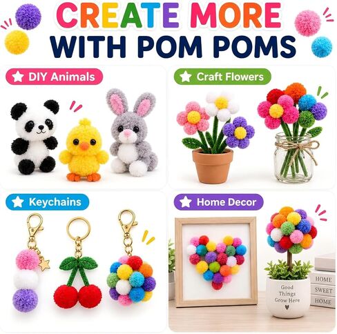 Pom Poms for Crafts, 100 Count 1 Inch Craft Pompoms Assorted Colors in Saudi Arabia