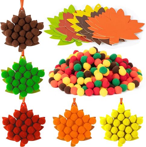3sscha 30 Sets Halloween DIY Pom Pom Art Craft Kit for Kids 1000Pcs Pom Pom in Kuwait