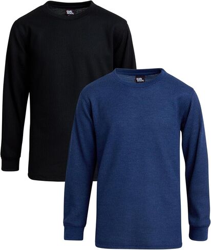 Quad Seven Boys' Shirt - 2 Pack Waffle Knit Long Sleeve Thermal Crewneck T-Shirt (8-18) in Kuwait