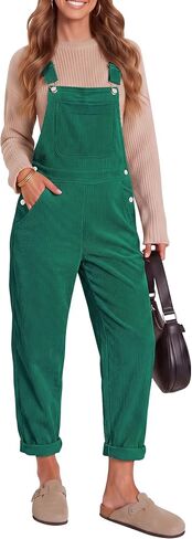 LookbookStore Womens Overalls Corduroy Bib Adjustable Straps Fashion Jumpsuit Overall for Women with Pocket in Kuwait