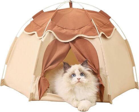 Gigreinc Cat Tent for Indoor, Indoor Dog House,Kitten Tent Suitable for Samll Dogs,Pet Cute Cave Nest Dog Houses(Beige, Medium) in Kuwait