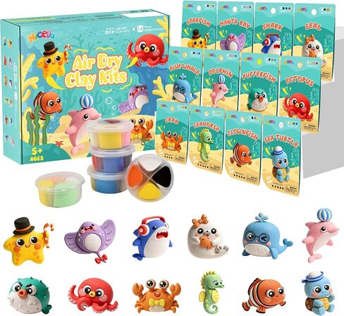 Nicella Air Dry Clay Kit, 12 Animals Modeling Clay for Kids, Model Magic Clay with Sculpting Tools and Tutorials, Safe & Non-Toxic, DIY Arts & Crafts School Projects, Home Party Favors for Boys Girls in Kuwait
