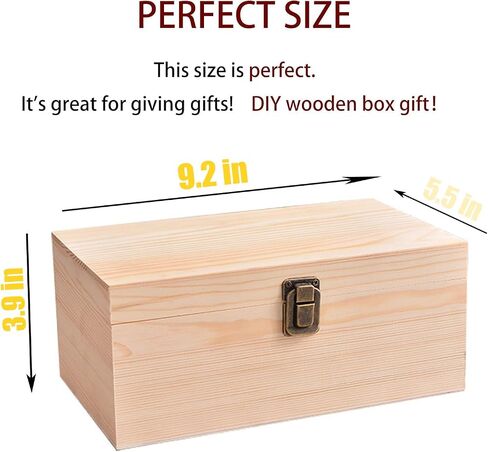 2026 New Wooden Keepsake Box – Memory Box 9.2"x5.5"x4" Unfinished Wood Box in Saudi Arabia